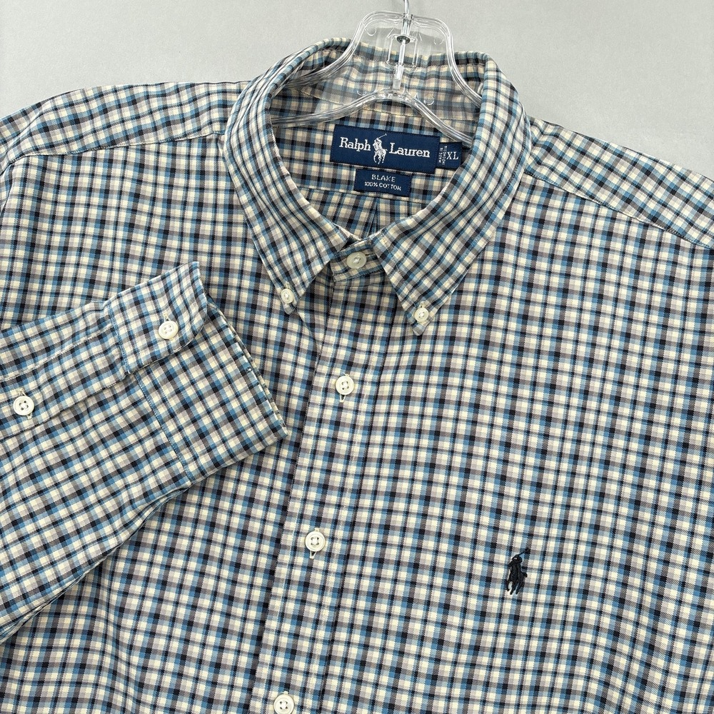 Ralph Lauren Shirt Mens XL Blue Check Classic Fit Button Down Long Sleeve Cotton